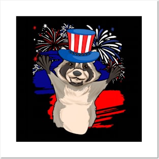 Patriotic American USA Raccoon Animal Lover 4th Of July Posters and Art